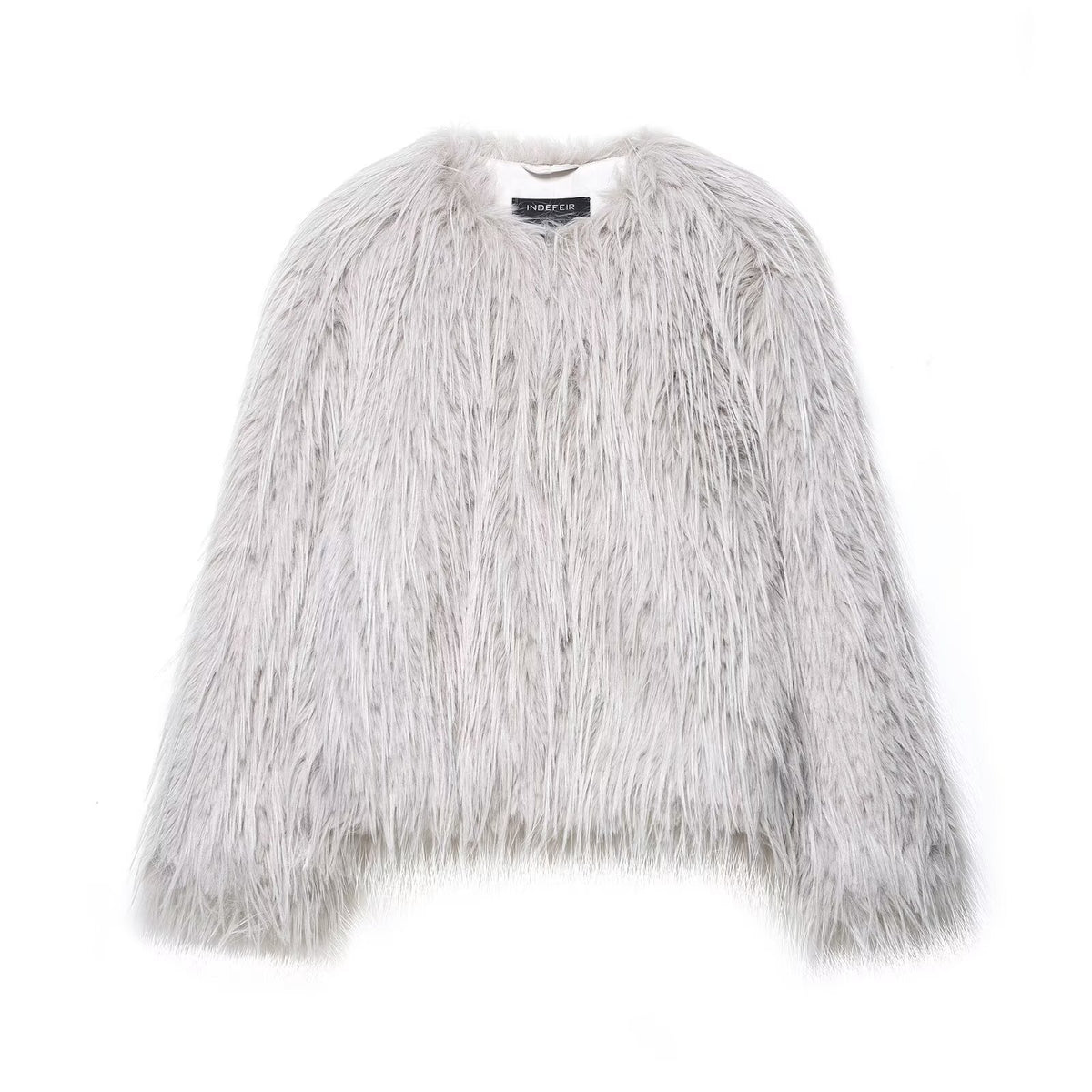 Дамско палто с ефект на изкуствен косъм